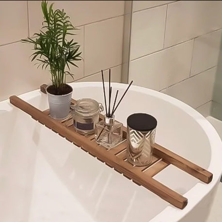 ESTER - Wooden Bath Rack Grid Walnut Colour