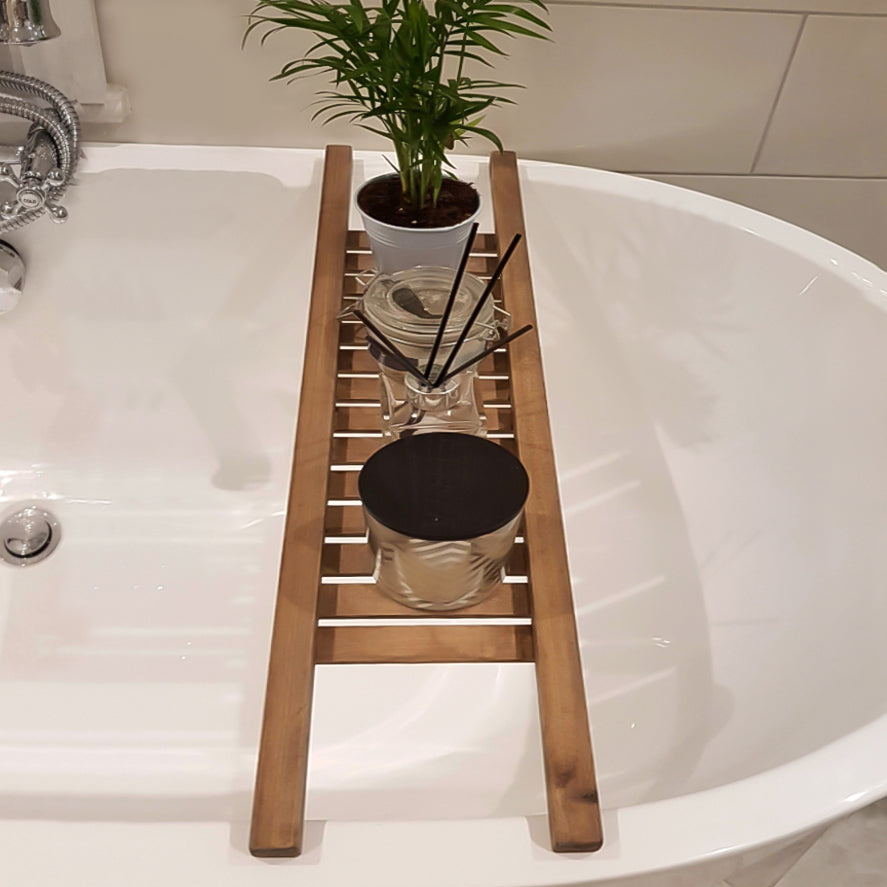 ESTER - Wooden Bath Rack Grid Walnut Colour